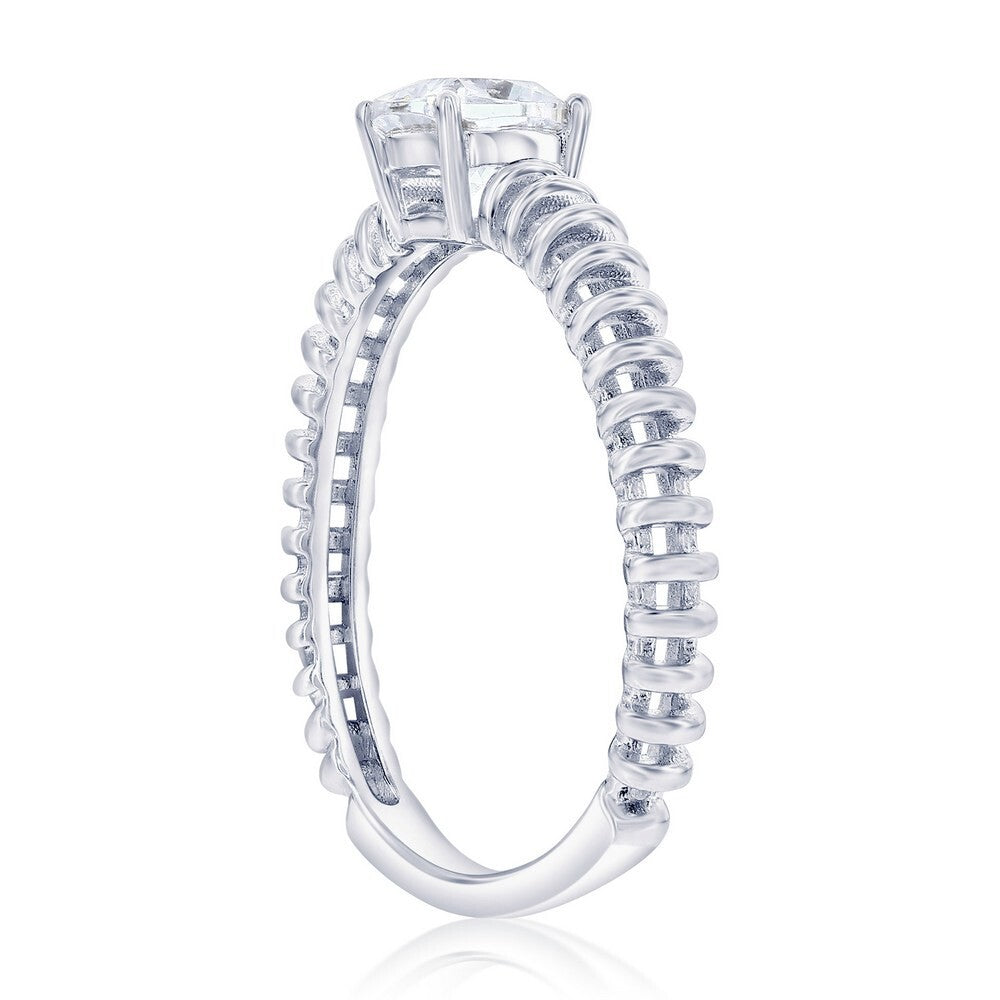 Sterling Silver Sqaure CZ Wire Design Ring