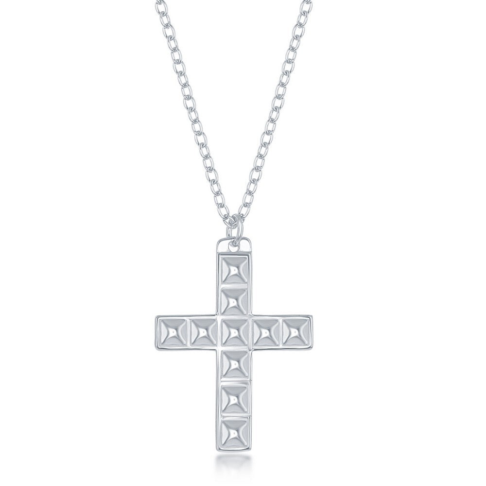 Sterling Silver Studded Cross Necklace