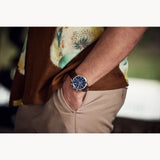 Sutton Blue Dial Leather Chronograph 96B402