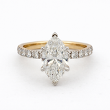 T.W. 2.71ct  Hidden Halo Marquise Brilliant Half Eternity Engagement Ring