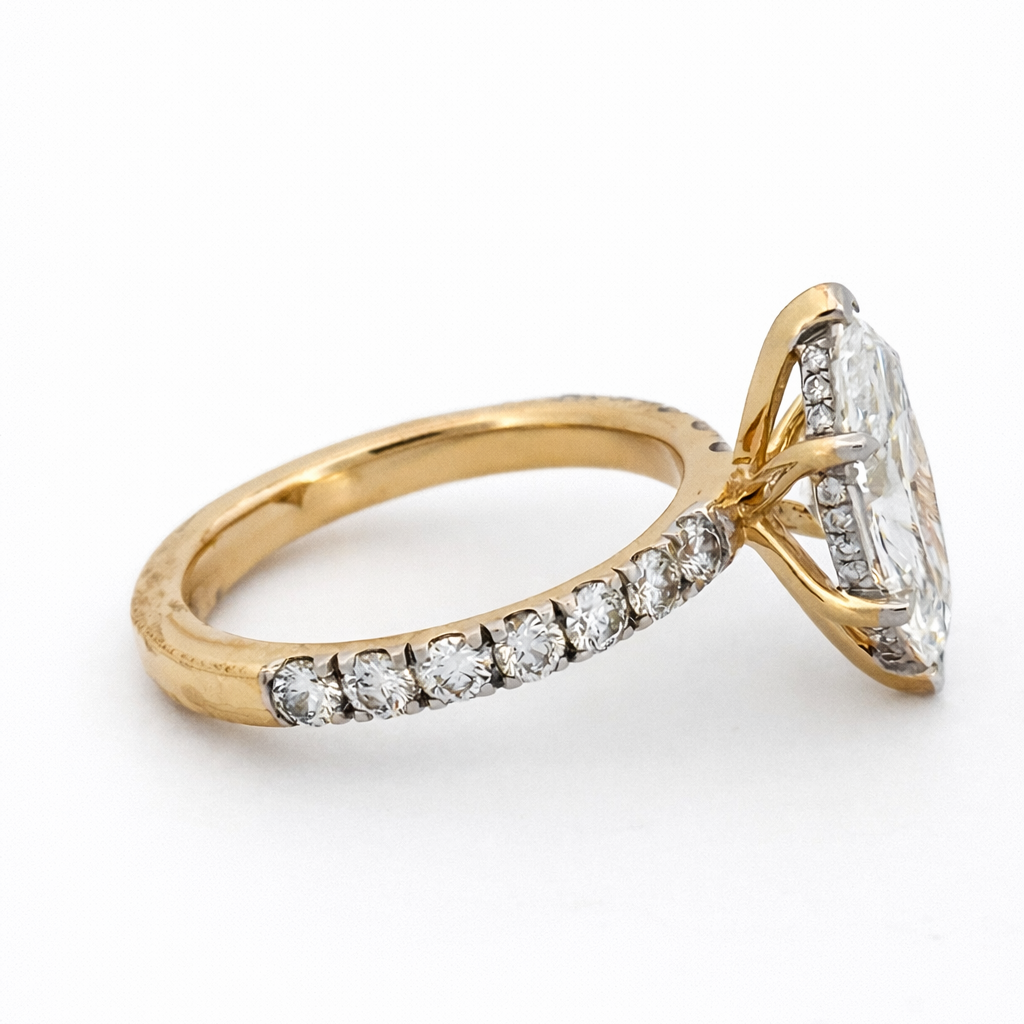 T.W. 2.71ct  Hidden Halo Marquise Brilliant Half Eternity Engagement Ring