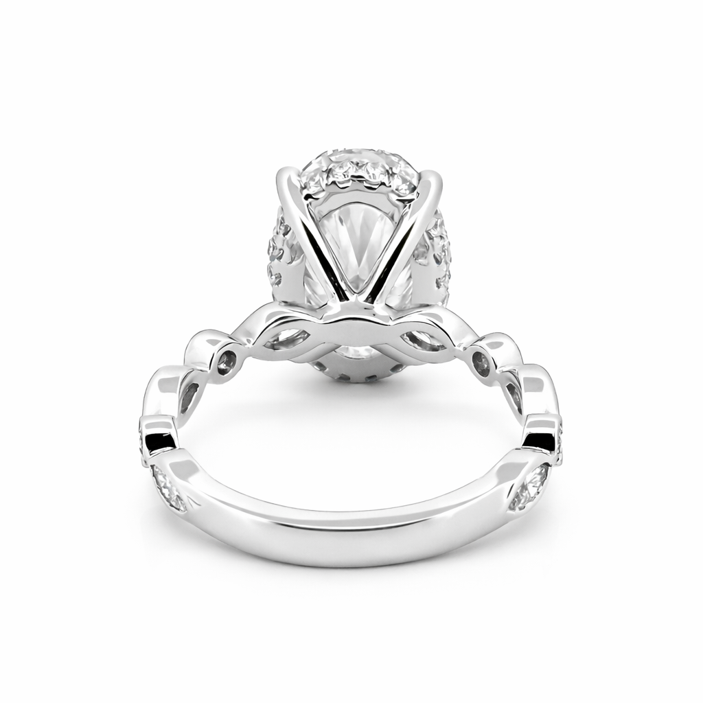 T.W. 5.37 Oval Lab Diamond Ring With Alternating Marquise Band