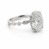 T.W. 5.37 Oval Lab Diamond Ring With Alternating Marquise Band