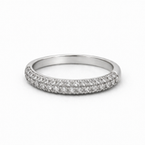 T.W. .87ct Triple Pave Wedding Band 14K White Gold