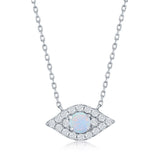 White Opal & CZ Evil Eye Necklace