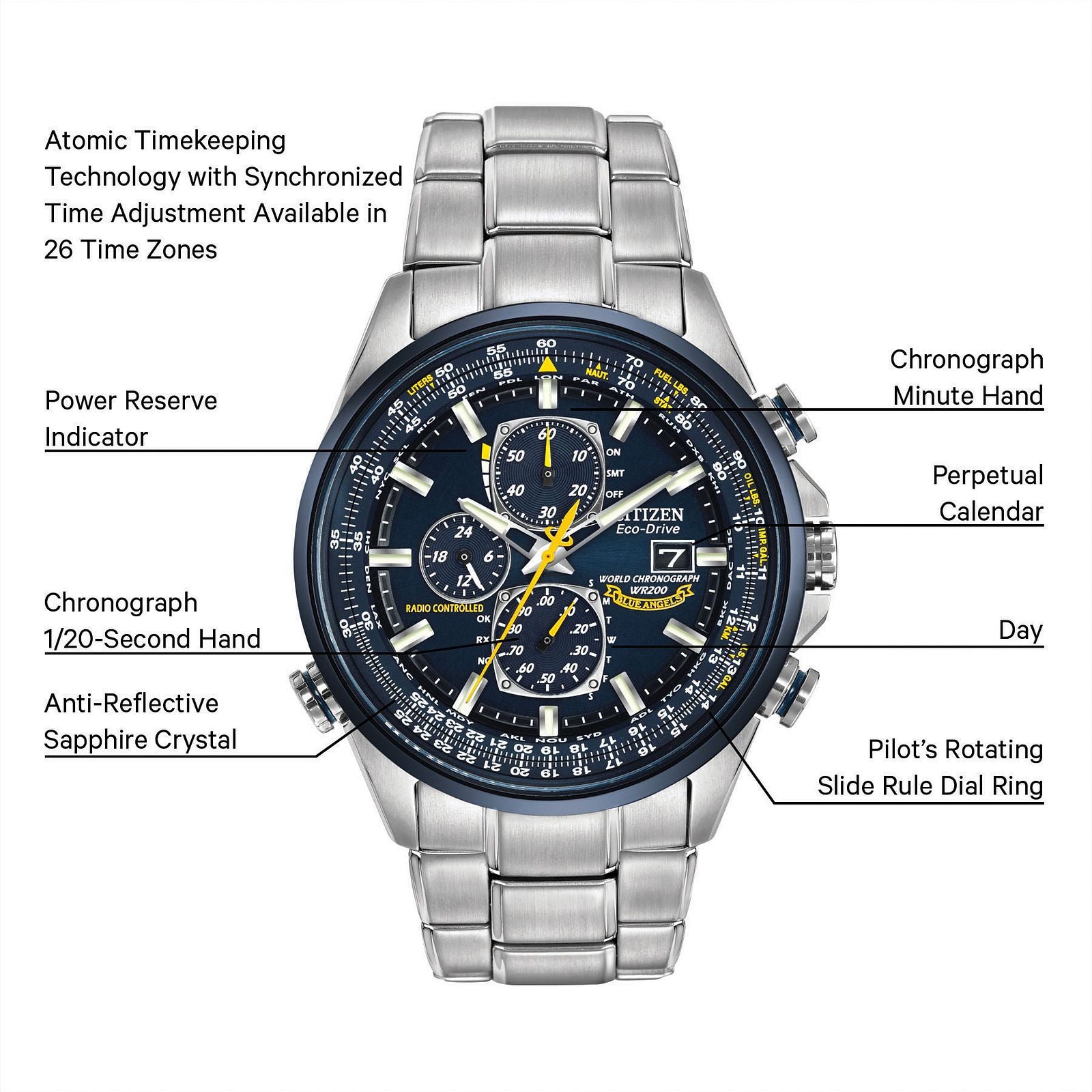 World Chronograph A-T Blue Angels Watch AT8020-54L