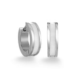 S.STEEL WHITE-ENAMEL 15MM HUGGIE EARRINGS