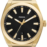 Fossil Everett Leather Black / Gold & Black