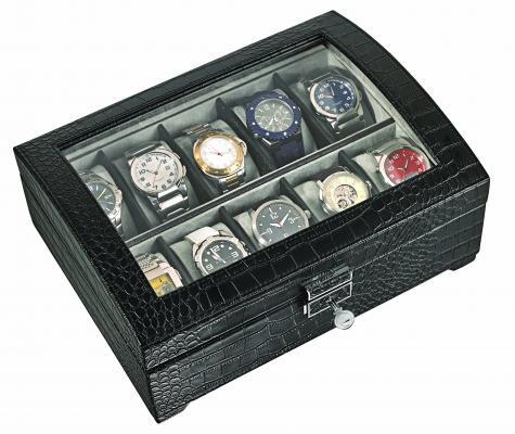 Alpine Leatherette Watch Box with Window - 10 watches