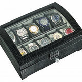 Alpine Leatherette Watch Box with Window - 10 watches