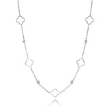 Lucky Clover Cz Chain Necklace
