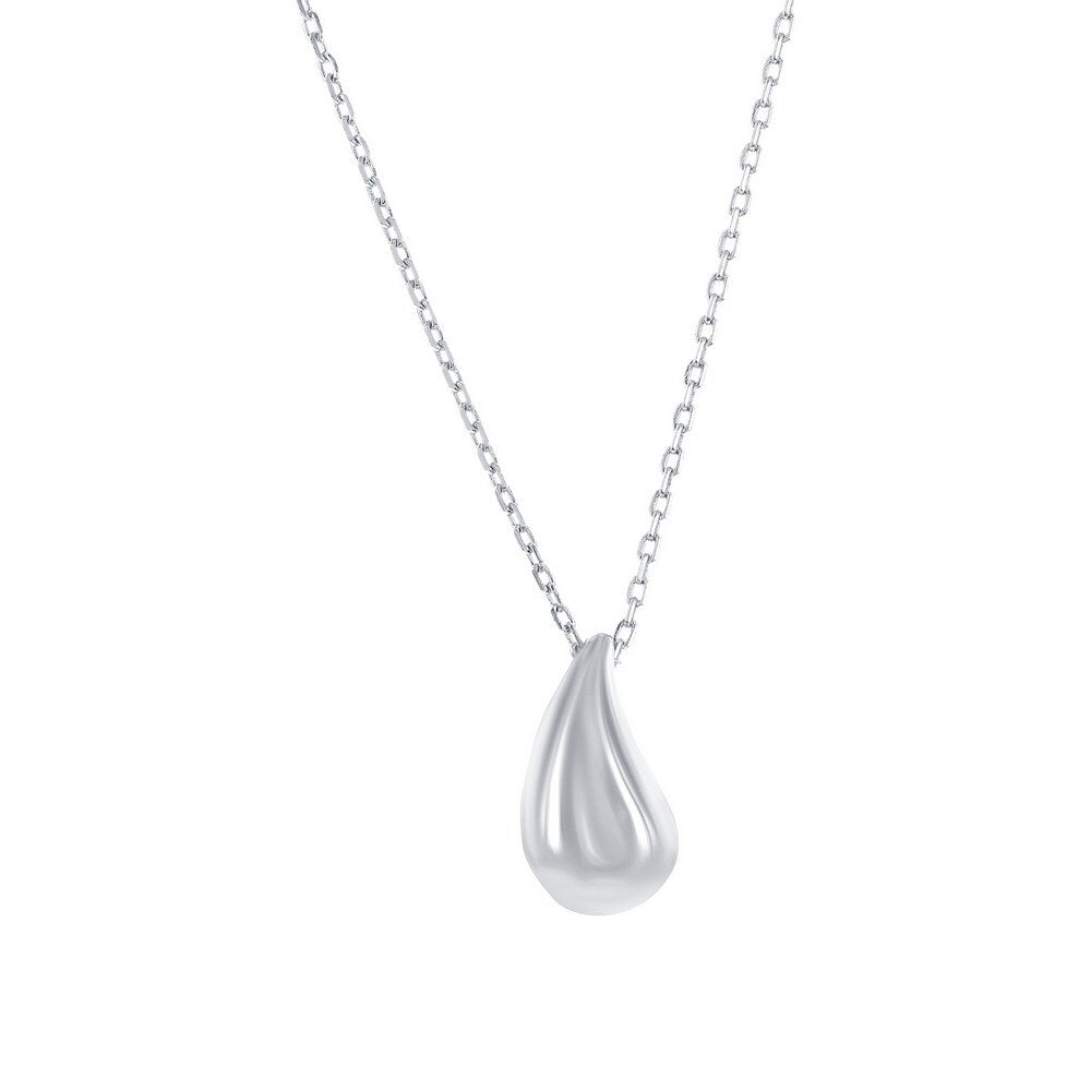 Sterling Silver, Puffed Pearshaped Necklace