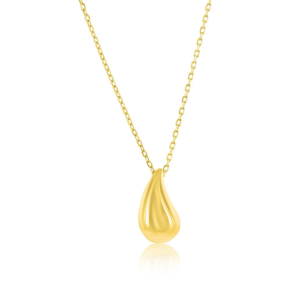 Sterling Silver, Puffed Pearshaped Necklace