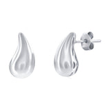 Sterling Silver, Puffed Pearshaped Earrings