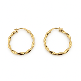10K Yellow Gold Wave Twist Hoop Earrings
