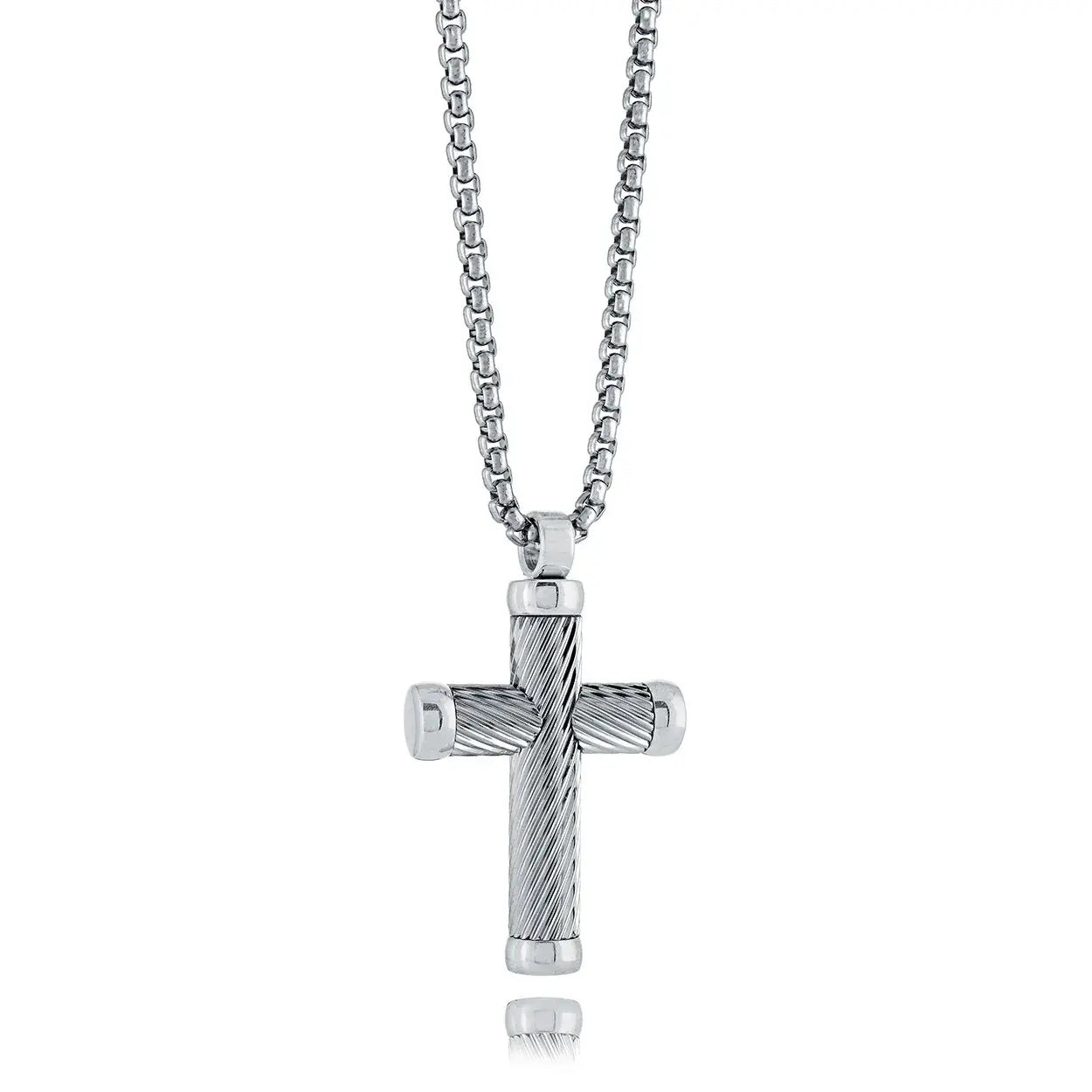 Twist Weave Cross Pendant Necklace