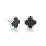 10mm Color-Enamel Lucky-Clover Stud Earrings