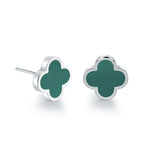 10mm Color-Enamel Lucky-Clover Stud Earrings