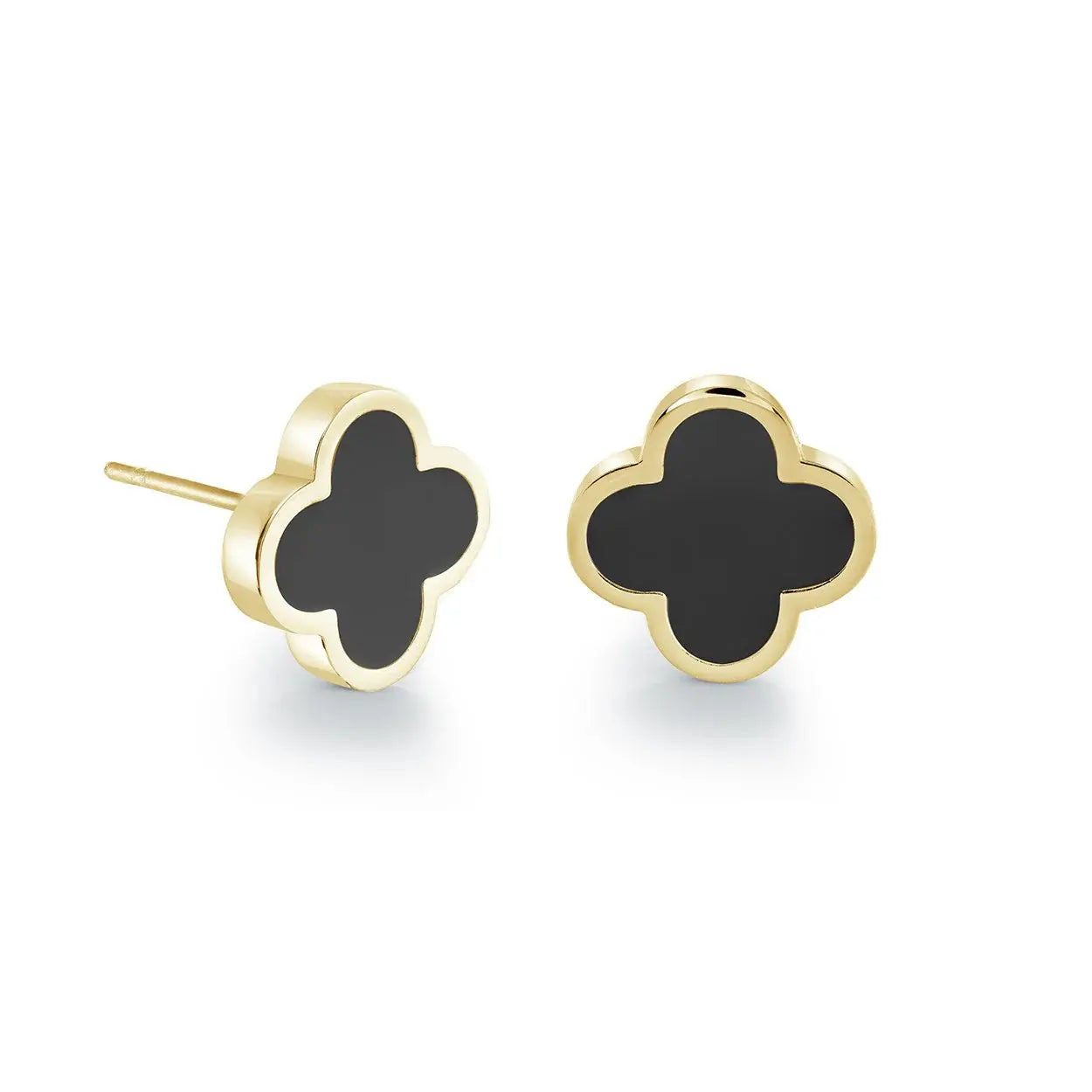 10mm Color-Enamel Lucky-Clover Stud Earrings