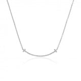 Sterling Silver Curved T-Bar with CZ Tiffâny Inspired Necklace