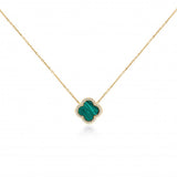 Sterling Silver Gold Vermeil Designer Inspired Green Malachite Vân Cleef Necklace