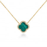 Sterling Silver Gold Vermeil Designer Inspired Green Malachite Vân Cleef Necklace