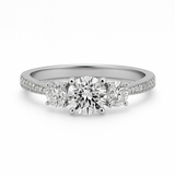 14K Three Stone Trinity Round Brilliant Ring