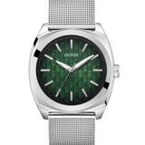 Silver-Tone and Green Analog Watch GW0794G1