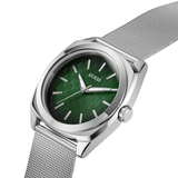 Silver-Tone and Green Analog Watch GW0794G1