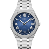 Asset Silver-Tone and Blue Octagonal Analog Watch