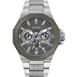 Silver-Tone and Gray Textured Multifunction Watch