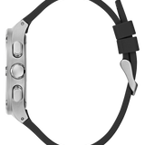 Guess Headline Silicone Strap Silver Tone Men's Watch