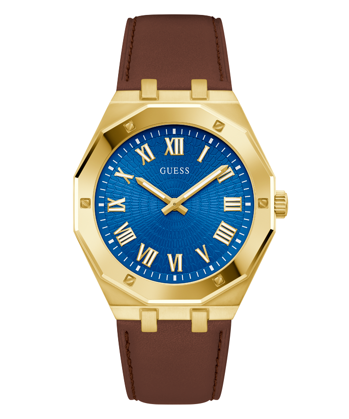 Two-Tone Analog Leather Watch