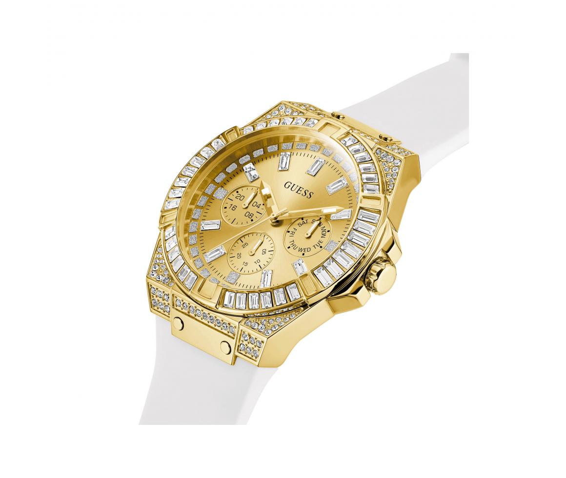 Gold-Tone and White Baguette Multifunction Watch