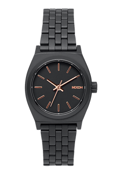 Nixon Small Time Teller All Black and Rose Gold