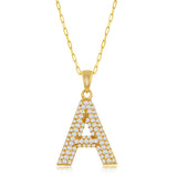Jayelle CZ "Initial" Pendant Necklace - Gold Plated