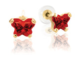 Bfly 10k Gold January Birthstone Red CZ Butterfly Baby Earrings