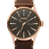 Rose Gold / Gun Metal / Brown Sentry Leather
