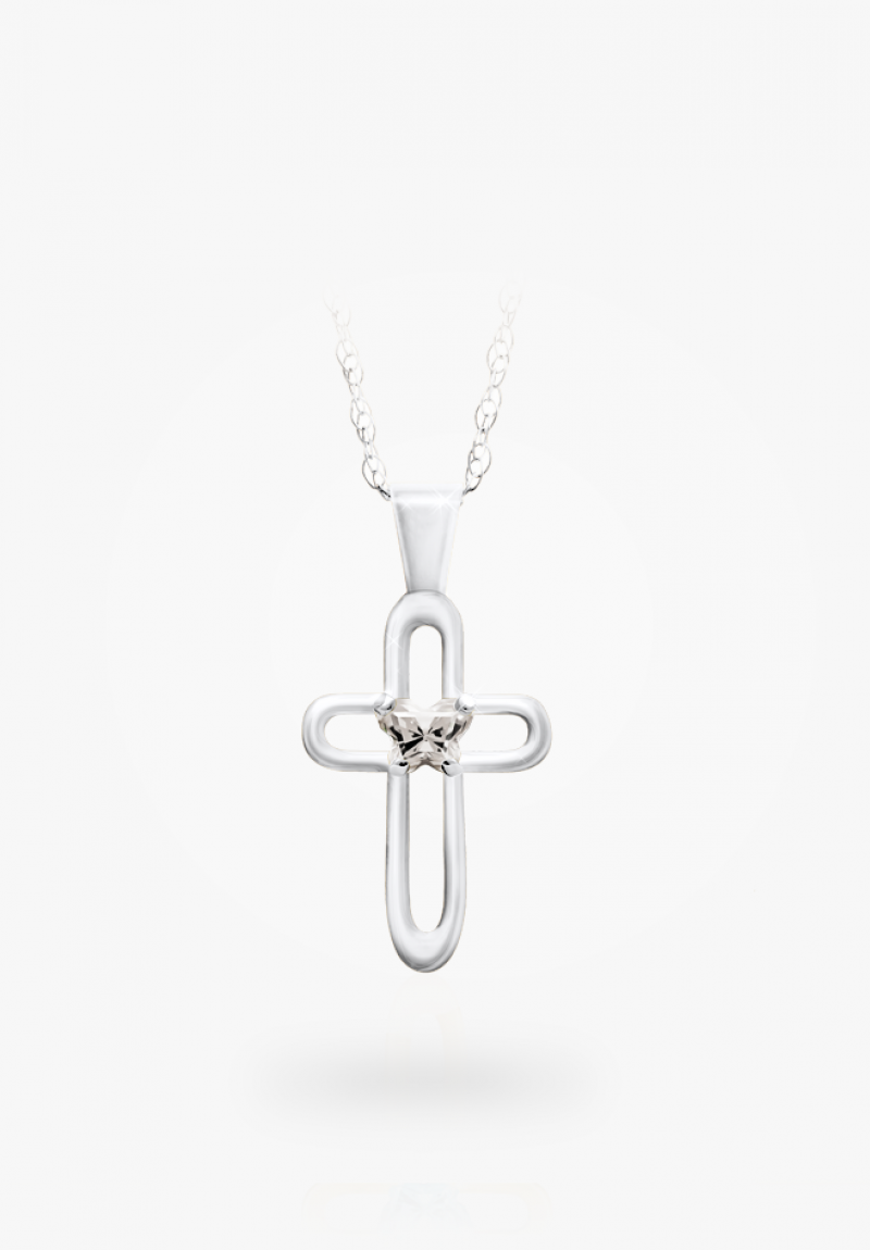 BFly Silver Cross Pendant Necklace