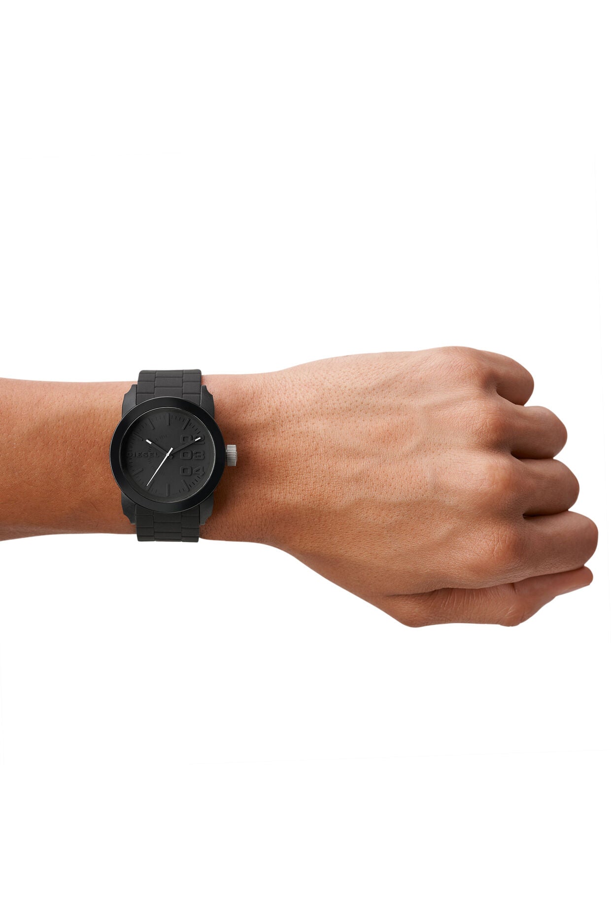 Double Down Three Hand Black Silicone Watch