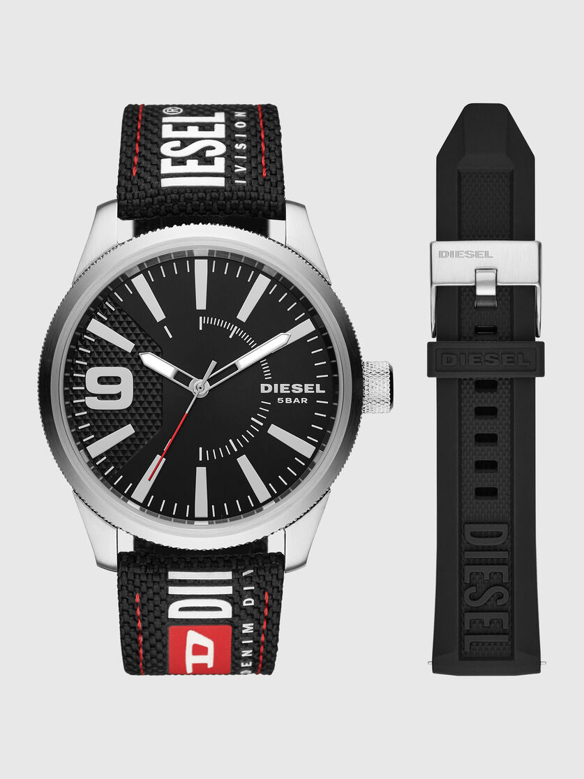 Diesel Rasp NSBB Three-Hand Black Nylon Watch Set