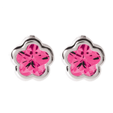 Bfly Sterling Silver Fuchsia CZ Stone Baby Earrings