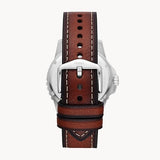 Blue Three-Hand Date Brown Eco Leather Watch