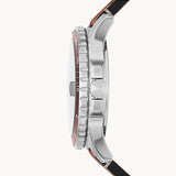 Blue Three-Hand Date Brown Eco Leather Watch