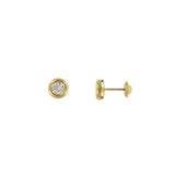 Bfly 10k Gold CZ Stone Stud Earrings
