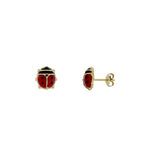 BFLY 10K GOLD LADYBUG ENAMEL BABY EARRINGS