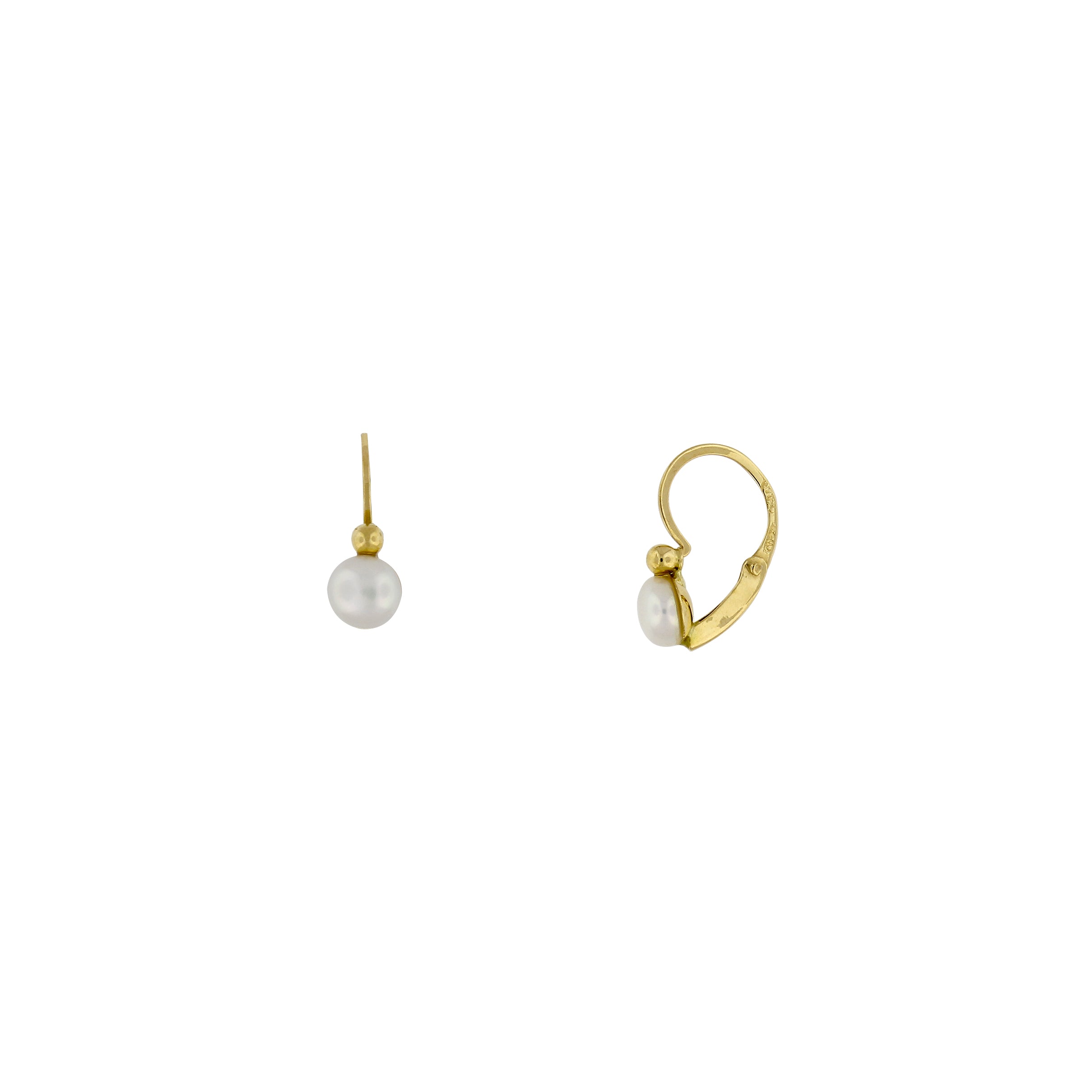 Bfly 10k Gold Pearl French Hoop Baby Earrings