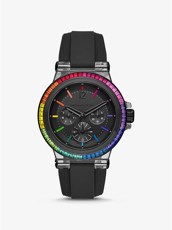 Michael Kors Oversized Dylan Rainbow Pavé and Silicone Watch