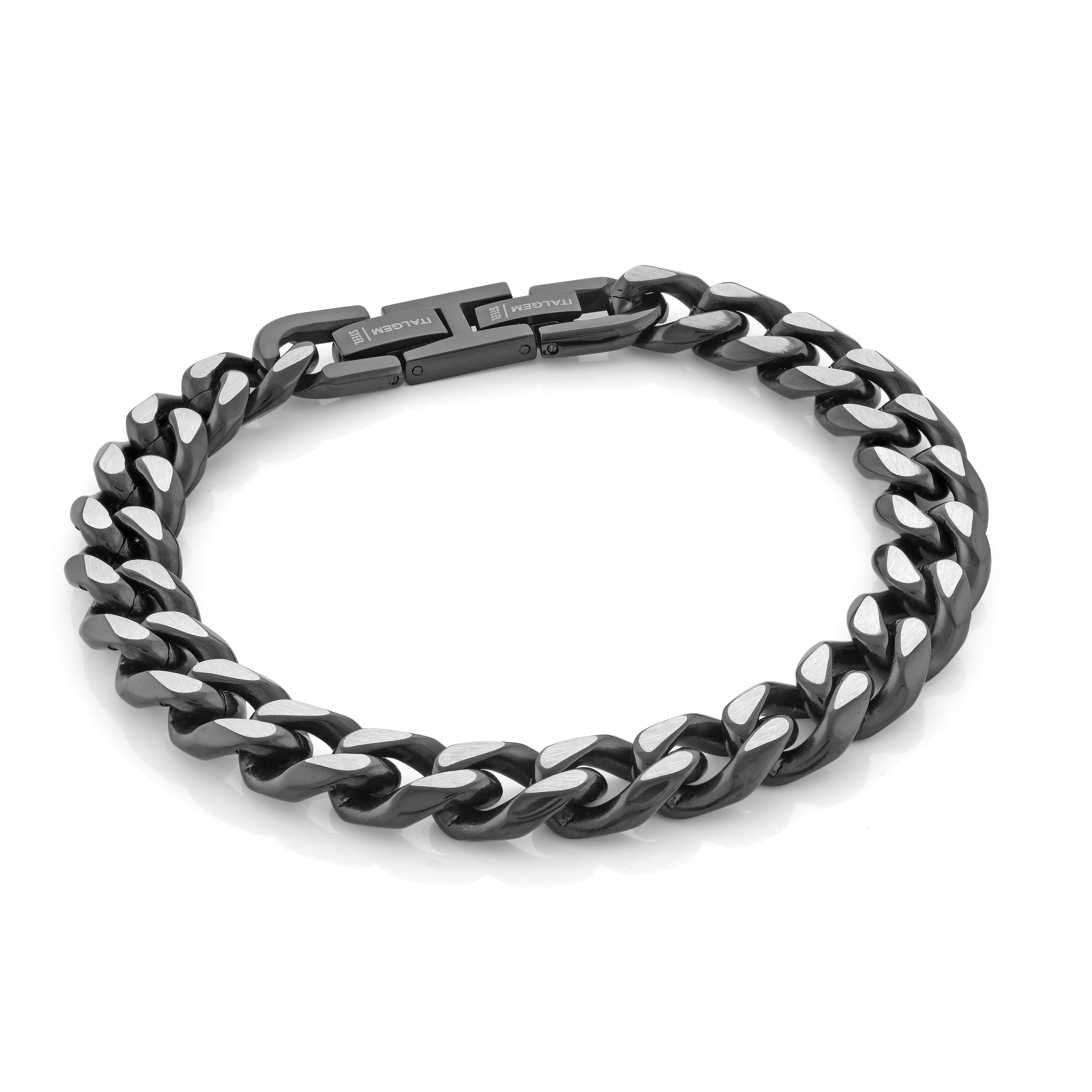 10mm brushed with black ion plating curb bracelet steel