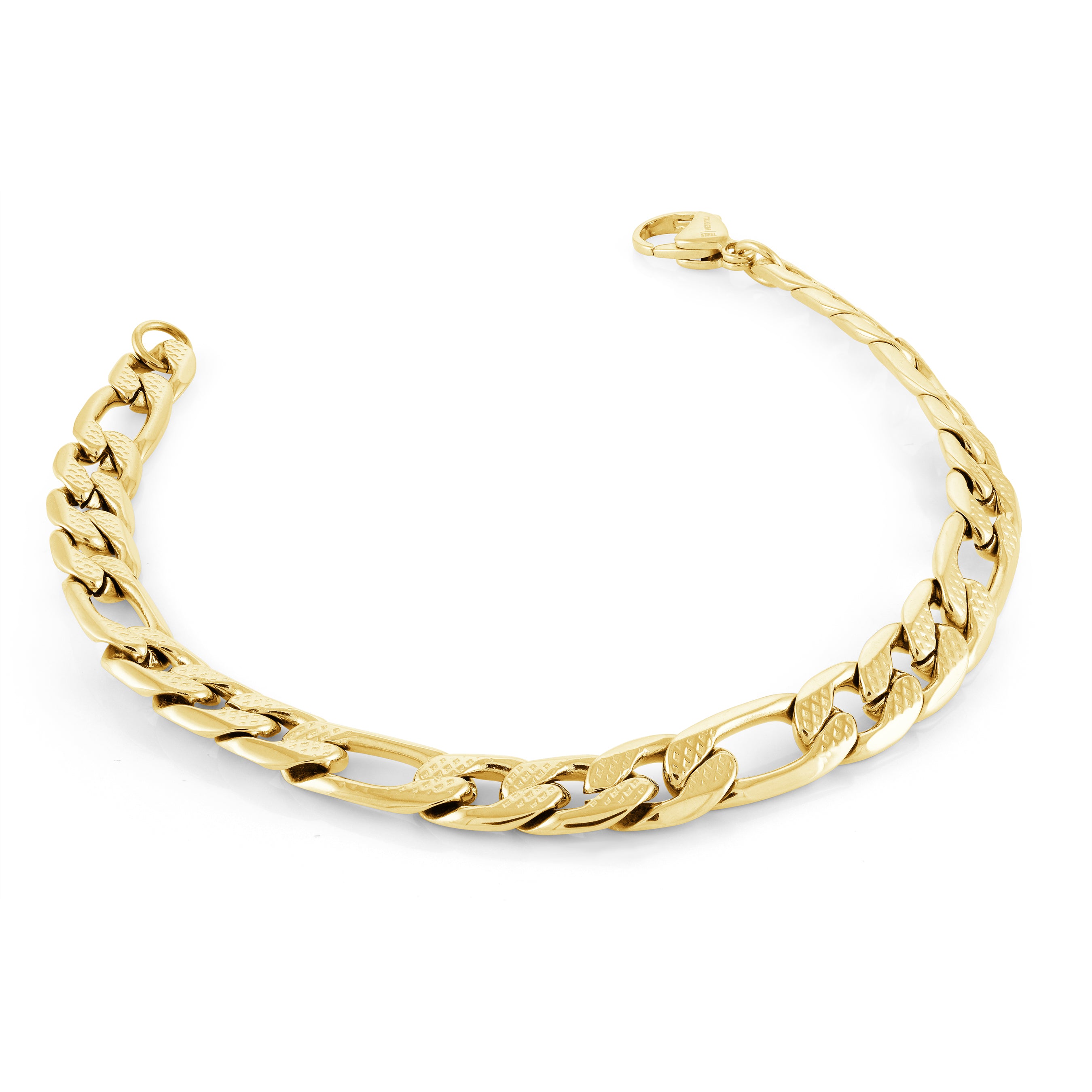 Italgem Diamond Cut Gold-IP Figaro Bracelet
